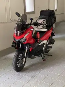 Image of moto getting ready to ride.