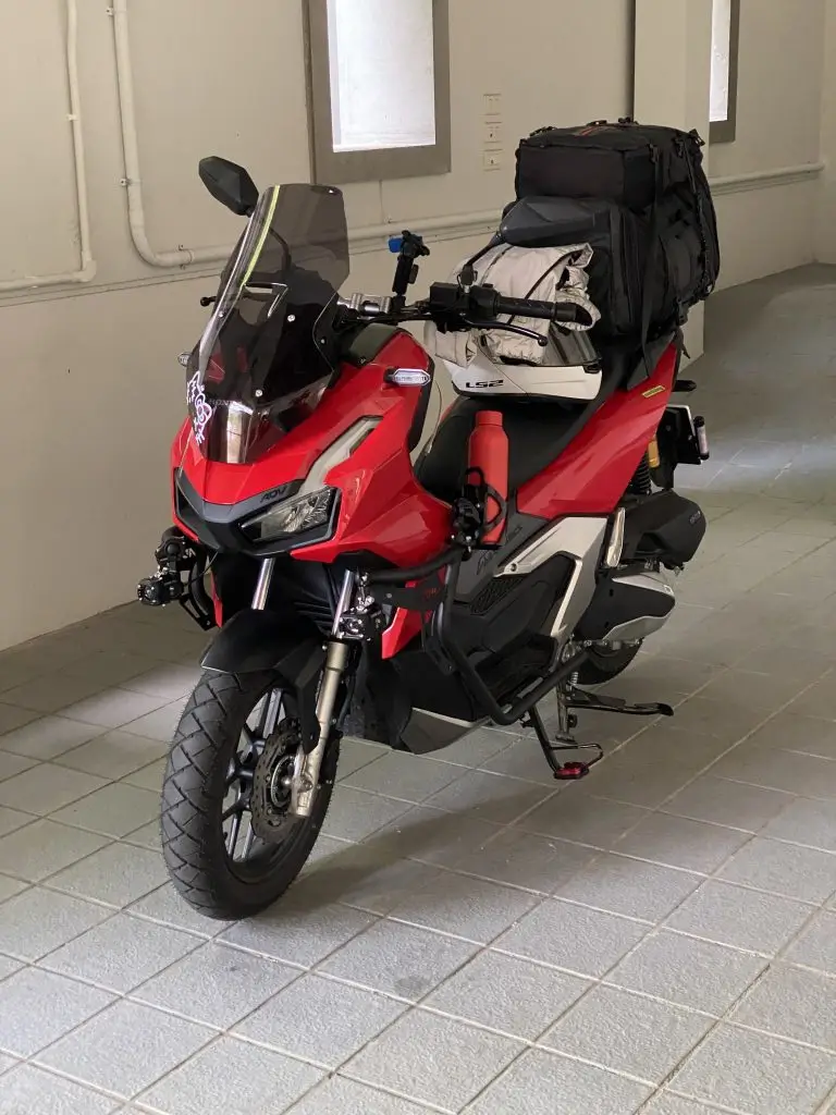 Image of moto getting ready to ride.